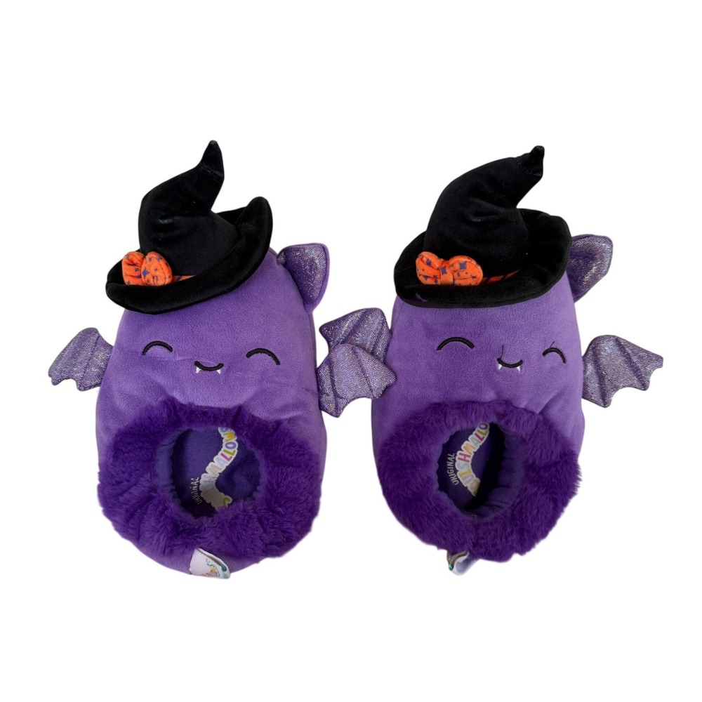 Squishmallows Blaire the Bat Halloween Witch Slippers Purple Kids Size 13/1